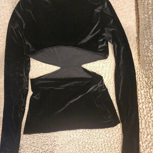 Kathryn Bowen Black Velvet Cut-Out Top, Size 8, BNWOT